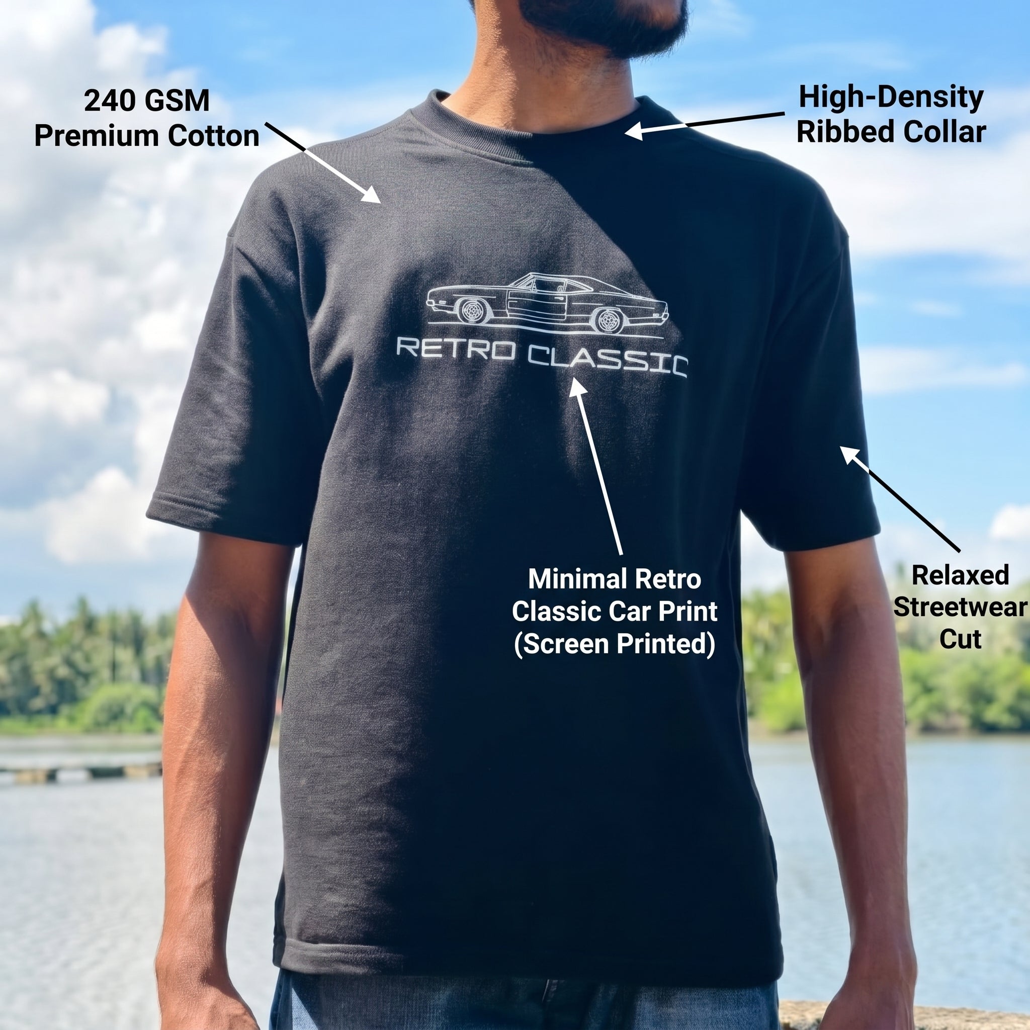 infivva Retro Classic Structured Relaxed Fit Heavyweight T-Shirt | 240 GSM Premium Cotton