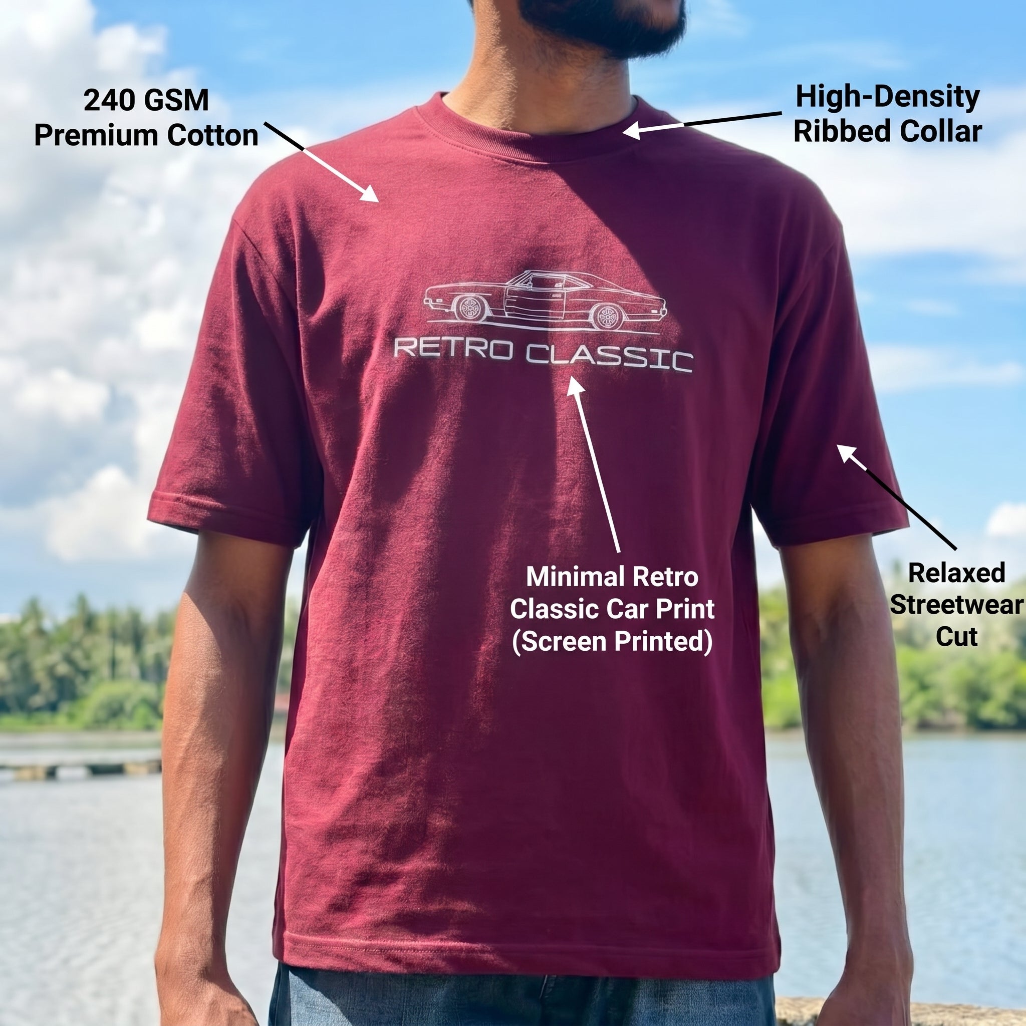 infivva Retro Classic Structured Relaxed Fit Heavyweight T-Shirt | 240 GSM Premium Cotton
